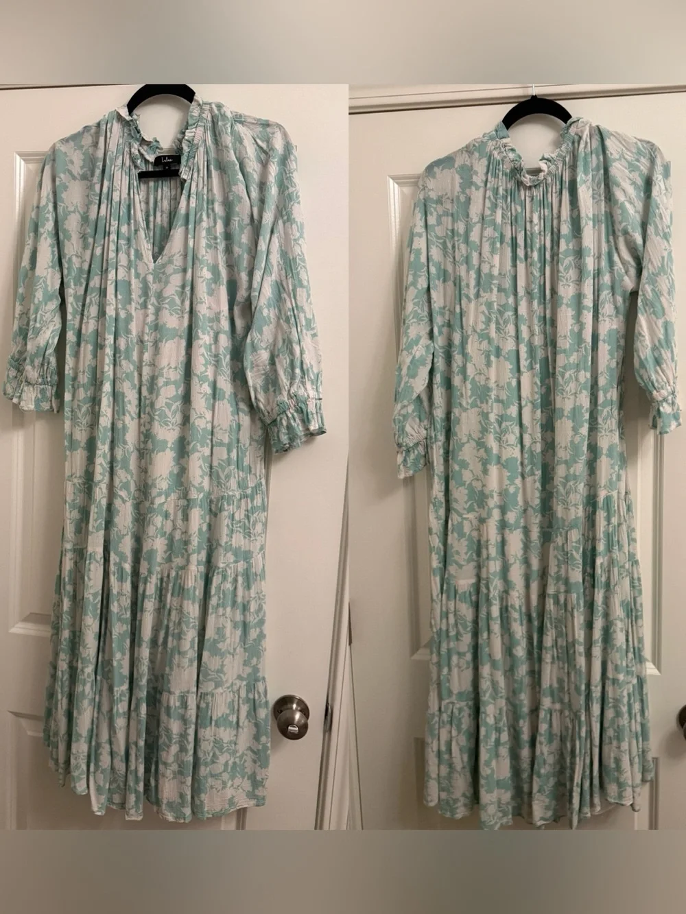 Lulus Soft Heart Mint Floral Print Long Sleeve Tiered Maxi Dress